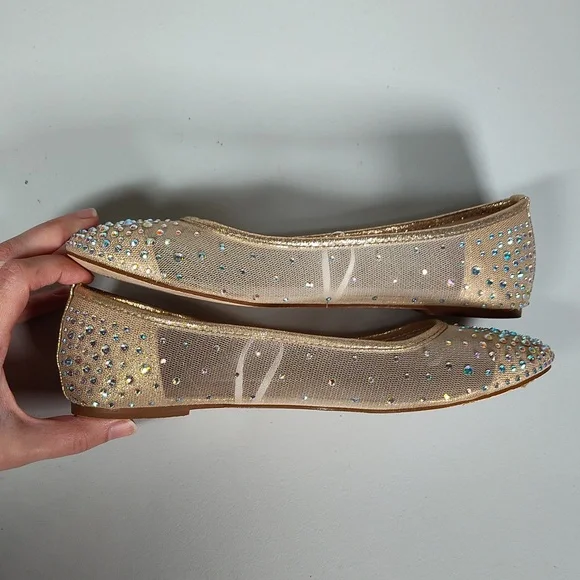 David's Bridal Illusion Toe Cap Crystal Embellished Ballet Flats 7.5 - Picture 8 of 12